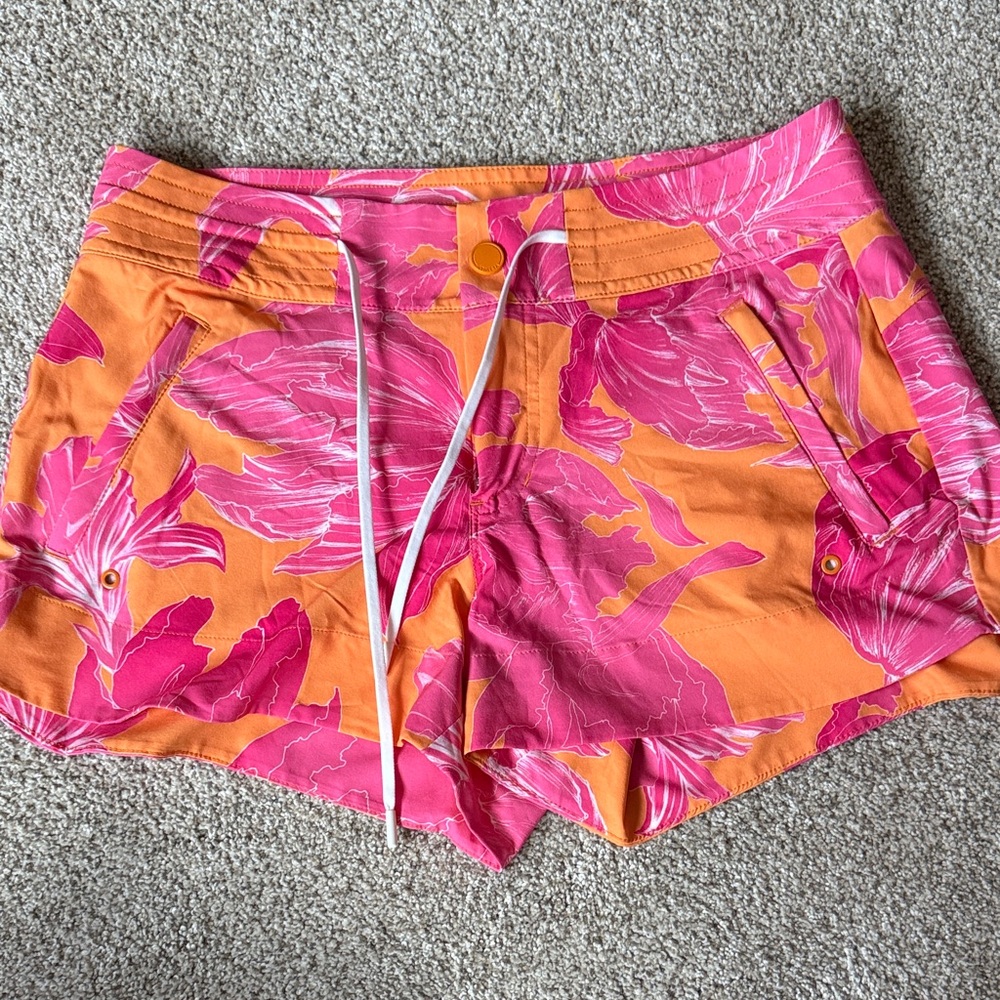 Women’s Pink & Orange Floral Casual Shorts